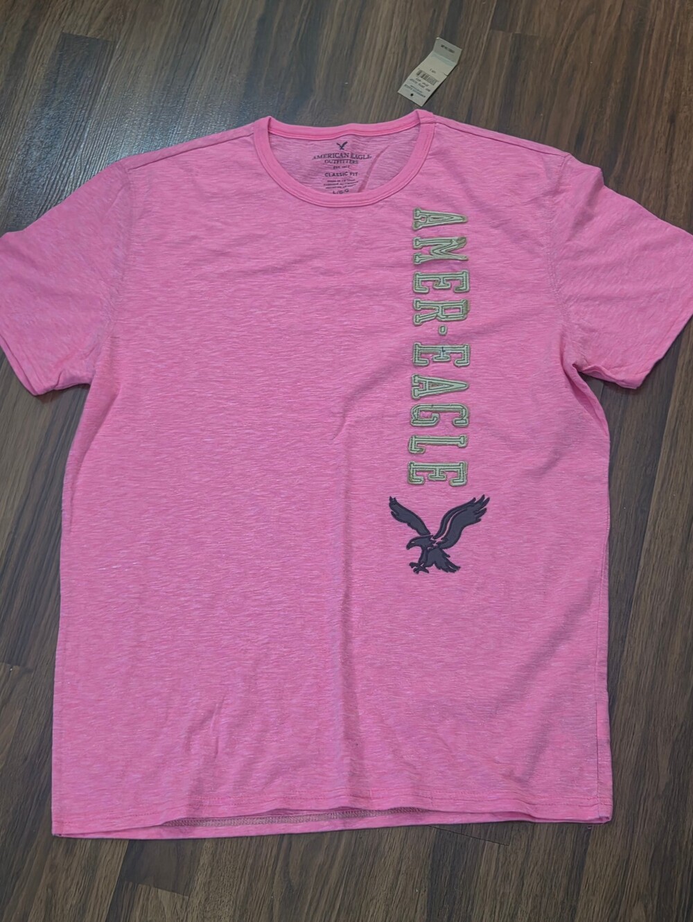 American Eagle Outfitters Pink Vertical Logo Tee